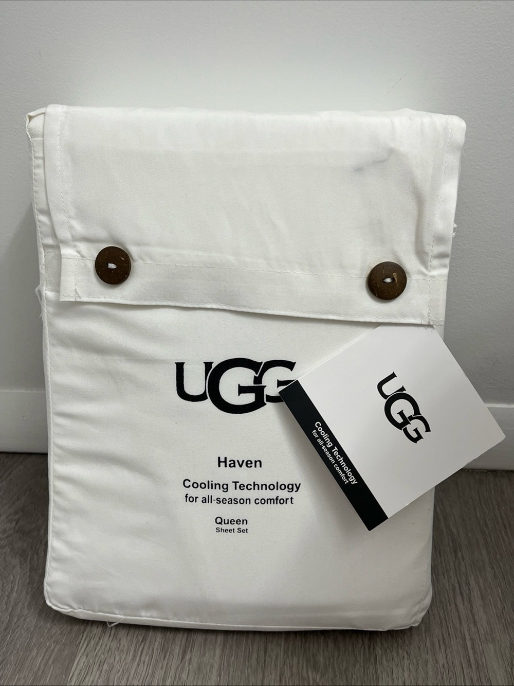 Ugg Haven cooling technology queen size sheet set snow bright white